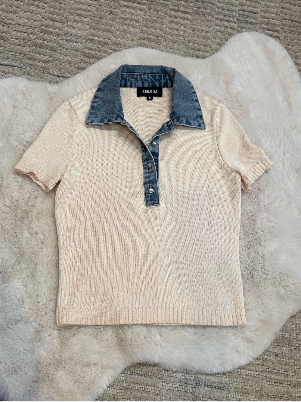 SER.O.YA Erika knit top in eggshell